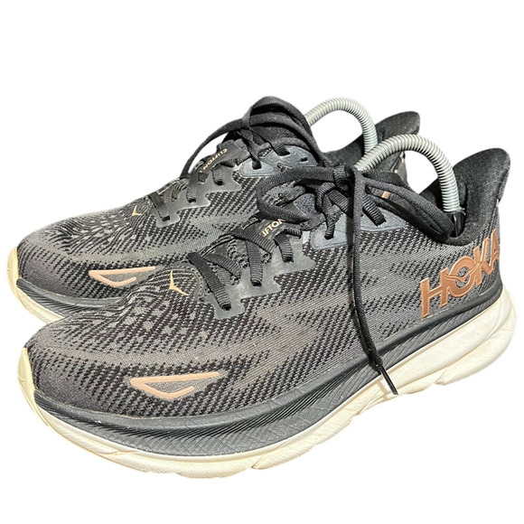 Hoka One One Shoes - Hoka One Clifton 9 1127896 Black Copper Women's Running Shoes Sneakers‎ Size 9.5